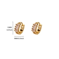Golden copper hoop earrings with 4 rectangular zircons, 12mm height and 9mm width - Four Baguette Row Hoop Style (E6193G) / 18K Gold / Gold