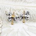 Exquisite carousel horse brooch with micro-pave cubic zirconia in gold and silver plating - Budget Edition (26*30.5mm)
