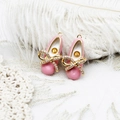 Pink ballet slipper pendants with gold plating and zircon bows for jewelry making - 14.5*27.3mm / Pink Ballet Shoes