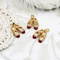 Gold-plated ballet slipper charms with white zircons and red enamel for jewelry making - 14*18mm / Zircon Red Ballet Shoes