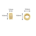 18K gold plated cylinder bead pendant with cubic zirconia for jewelry making - Large Single Row Drill