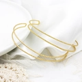 Set di 3 bracciali rigidi aperti placcati oro 18 carati con finitura diamantata - Bracciale rigido aperto / A doppia fila