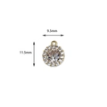 18K gold plated brass halo pendant with a round zircon stone measuring 11.5mm high - Round Rhinestone (Zircon Round)