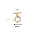 18K vergulde messing OT-schakelsluiting met zirkonia voor het maken van sieraden - S1 / Rond
