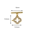 18K vergulde messing klaver OT-sluiting met zirkonen voor DIY sieraden maken projecten - S1 / Vierbladige klaver