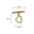 Gouden hartvormige toggle sluiting met zirkonia voor DIY armbanden en sieraden - S1 / Volledig Zirkonia Hart