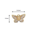 18K vergulde messing vlinder hanger met zirkonia steentjes, maat 14,5 mm x 9,5 mm - Vlinder