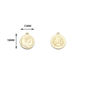18K gold plated coin pendant with queen head and wreath for DIY jewelry making - 15mm / Small Round Coin