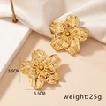 Detailed view of the 5.5cm golden floral earring with multi-layered petal design - Gold