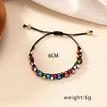 Detailed shot of handmade colorful beaded bracelet with adjustable rope and 6cm diameter - Colorful Small Round Beads (S061)