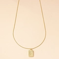 Gold snake chain necklace featuring a rectangular letter B pendant with sunburst texture - Letter B