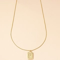 Gold square letter F pendant necklace with snake chain for women stylish urban look - Letter F