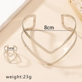 Detail view of silver heart bracelet and ring set with 8cm opening and 23g weight - Silver Jewelry Set