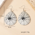 Waterdrop-shaped leather earrings featuring spider web pattern and specific size dimensions - Spider Web Waterdrop Earrings (E359) / Silver