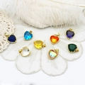 Colorful heart-shaped gemstone pendants with 18K gold-plated prong setting for DIY jewelry - Heart 14x16.8mm / Clear