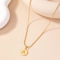 Minimalist gold snake chain necklace with hollow round letter A pendant for women - Letter A Style (X568)