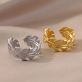 Bagues ouvertes réglables en forme de feuille, finitions or et argent avec texture de nervure - Style de Plante en Feuille d'Olivier (39)
