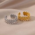 Dual-layer star patterned stainless steel open rings in gold and silver finish - Beaded Stud Texture Style (36) / Silver