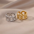 Adjustable oval link chain ring set in gold and silver finish with hammered texture - Hammered Oval Link Style (34) / Gold