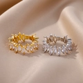 Detail of adjustable gold and silver rings with marquise-cut marquise-cut cubic zirconia - Marquise Cut Zirconia Style (4405) / Platinum