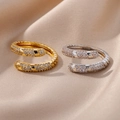 Luxury layered geometric copper zircon rings in gold and silver finish with micro-pave stones - Spiral Engraved Full Zirconia Style (4451)