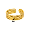 Macro shot of 6mm wide gold-layered twisted ring featuring an adjustable opening - Twisted Rope Multi-layer Composite Style (JZ5167)