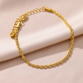 Detalle de tobillera de cadena de cuerda de acero inoxidable chapado en oro de 18k - Estilo de Cadena de Textura Retorcida (HJ376G)