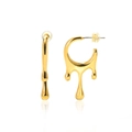 Elegant gold lava drip earrings with polished metallic liquid drop design on white background - 3407
