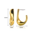 Minimalist gold hollow crescent earrings with 3D twisted curve and dimension markers - Irregular Curve Style (3661) / Gold / 32x22x8mm / 3661