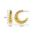 Golden hollow crescent C-shaped hoop earrings with spiral croissant texture and 28mm size - Spiral Texture Croissant Style (3664) / Gold / 28x27x8mm / 3664