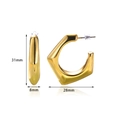 Polished golden geometric C-shaped hoop earrings measuring 31mm height and 28mm width - Irregular C-Shaped Wrap Structure (3666) / Gold / 31x28x8mm / 3666
