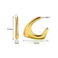 Minimalist thick gold-tone C-shape hoop earrings with a high-polished mirror finish - 3667