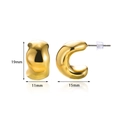 Golden C-shaped earrings with a melted organic wax texture, 19mm height and 11mm width - 3669