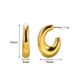 Polished gold hollow moon C-shaped hoop earrings with 24mm height and 6mm thickness - 3697