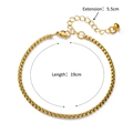18k gold plated stainless steel box chain anklet with 19cm length and lobster clasp - Gold Box Chain Style (378)