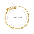 Gold stainless steel Figaro anklet with 19.5cm length and 5cm extension chain details - Figaro Chain Style (386)