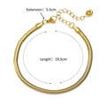 Golden snake bone anklet in 18k plated stainless steel with adjustable chain length - Thin Snake Chain Style (398)
