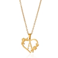 Collana con ciondolo a cuore dorato con lettera A e dettagli floreali traforati - Stile A