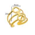 Minimalist multi-layer open ring in gold finish with interlocking dual-ring design - Geometric Line Open Ring Style (G125473)