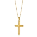 Collana con pendente a croce in acciaio inossidabile placcato oro 18k con catena O - Croce a Rilievo d'Oro (G403 N05558)