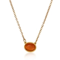 Detailed macro view of the golden chain showing the orange oval cat eye stone pendant - Oval Orange Stone Style (G10116737)