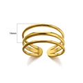 Anello a onde a tre strati placcato in oro in acciaio inossidabile da 10 mm regolabile - Design Aperto Regolabile / Stile a Triplo Strato Onda (5555)