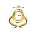 Anello regolabile placcato oro con base ovale da 12mm x 18mm per creazioni fai-da-te - Design Aperto Regolabile / Stile Base Ovale con Mani (5575)