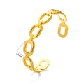 Minimalist 18K gold plated stainless steel open cuff bracelet with 11mm chain link design - Oval Link Connection Style (1531) / Width 11mm