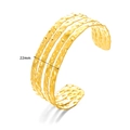 18K gold plated stainless steel wide open cuff bracelet with hammer texture finish - Four Parallel Bands Hammered Craft (1536)