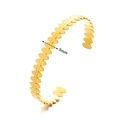 Golden 9mm wide snake-patterned leaf texture open bangle bracelet in stainless steel - Bright Gold Snake Scale Texture (1541)