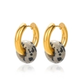 Golden hoop earrings featuring natural Dalmation Jasper stone beads in a vintage style - Dalmatian Jasper (1)