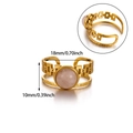 Anello vintage francese in acciaio inossidabile con pietra naturale e design a due strati - Aperto Regolabile / Stile Rosa Geometrico Traforato / Rosa Ibisco