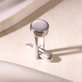 Detailed macro view of silver round cufflinks with a high-polished mirror finish - Silver Flat Top Style (C011P)