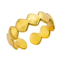 Anello aperto dorato regolabile con design a conchiglia e stella marina per la spiaggia - Anello aperto conchiglie continuo (JZ5325G)